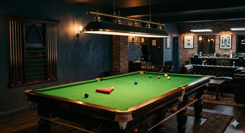 Mesa de snooker na área de lounge VIP